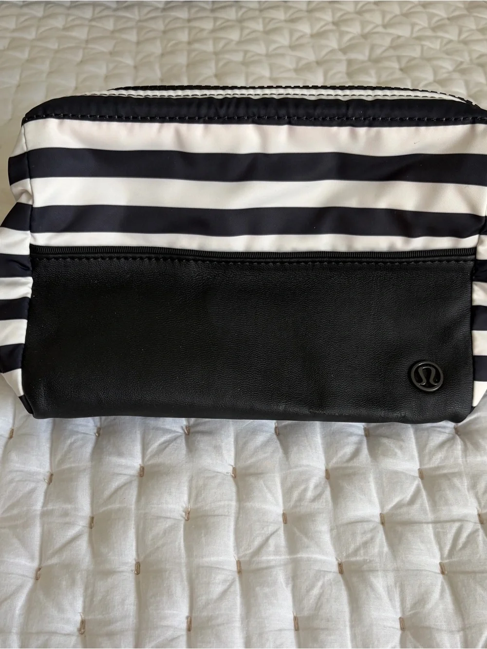 lululemon athletica Black and White Striped  Mind and Body Toiletry Kit